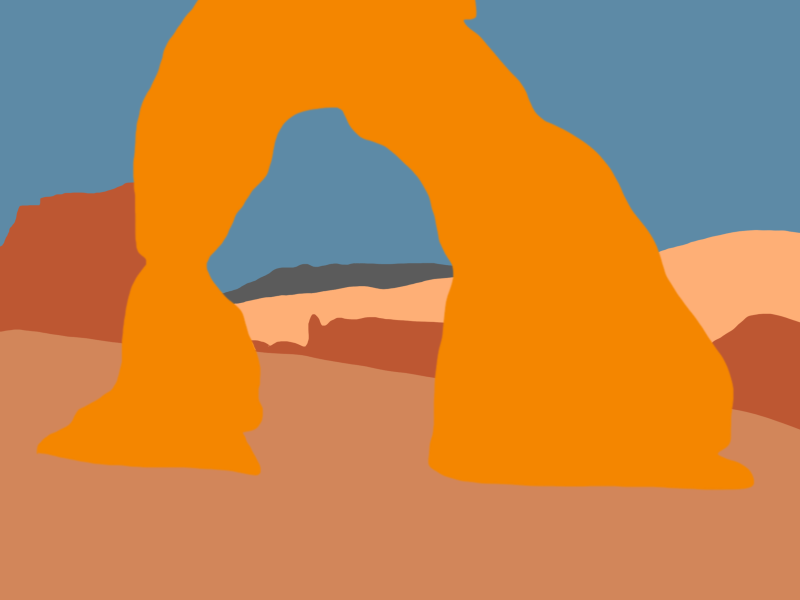 Illustration of Delicate Arch in Arches National Park.